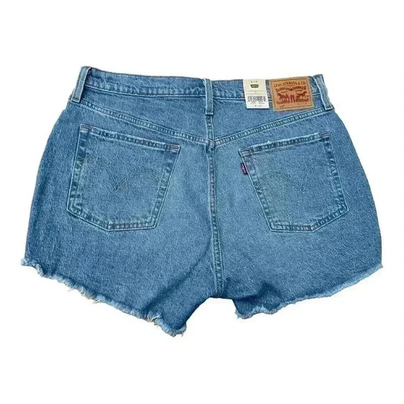 Women’s Levi’s 501 Original Jean Shorts Size 32 US 14 Distressed Medium Blue - Picture 5 of 10